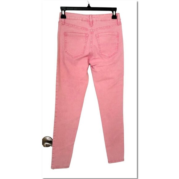 FRAYED Jordan Midrise Ankle Skinny Pink Jeans Size 00/24 RARE FIND Rare Color - Picture 2 of 13